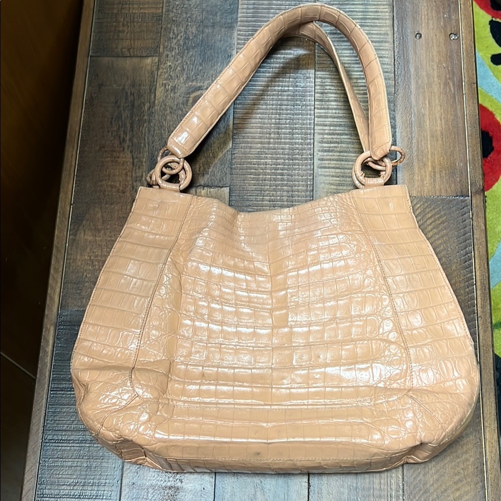 Vintage Nancy Gonzalez Yellow Tan Genuine Crocodile Women's Bag